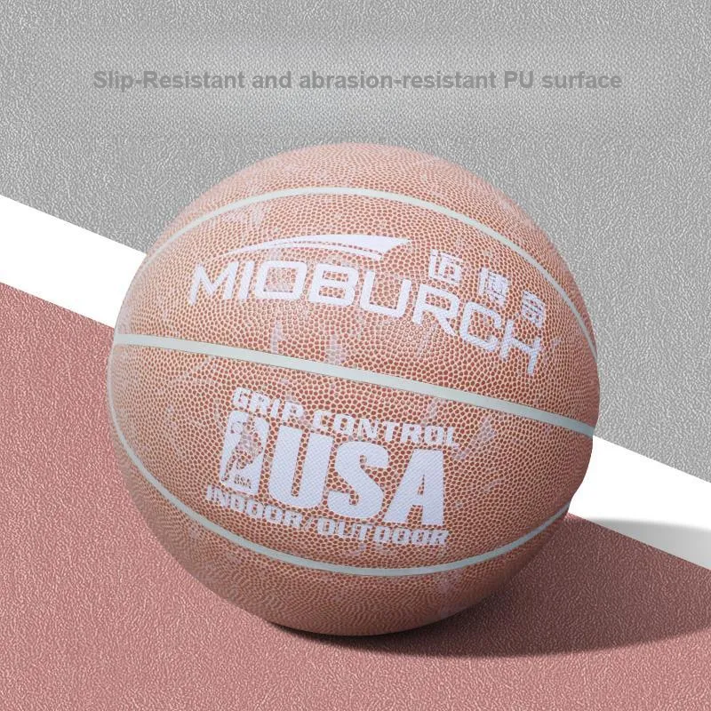 Maiboch PU Polyurethane Basketball Flesh Pink Size 7 Training Competition Unisex-3