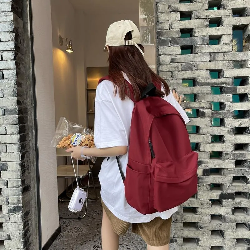 KAMLUI Nylon Fabric Backpacks Backpack Regular Unisex Burgundy/Black/Beige-4