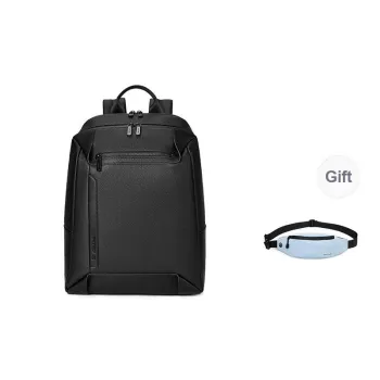 PIERRE CARDIN Cow Leather With Synthetic Leather Backpack Large Size Men's Black