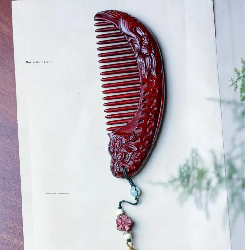 Xianyou Red Rosewood Wooden Comb Unisex-3