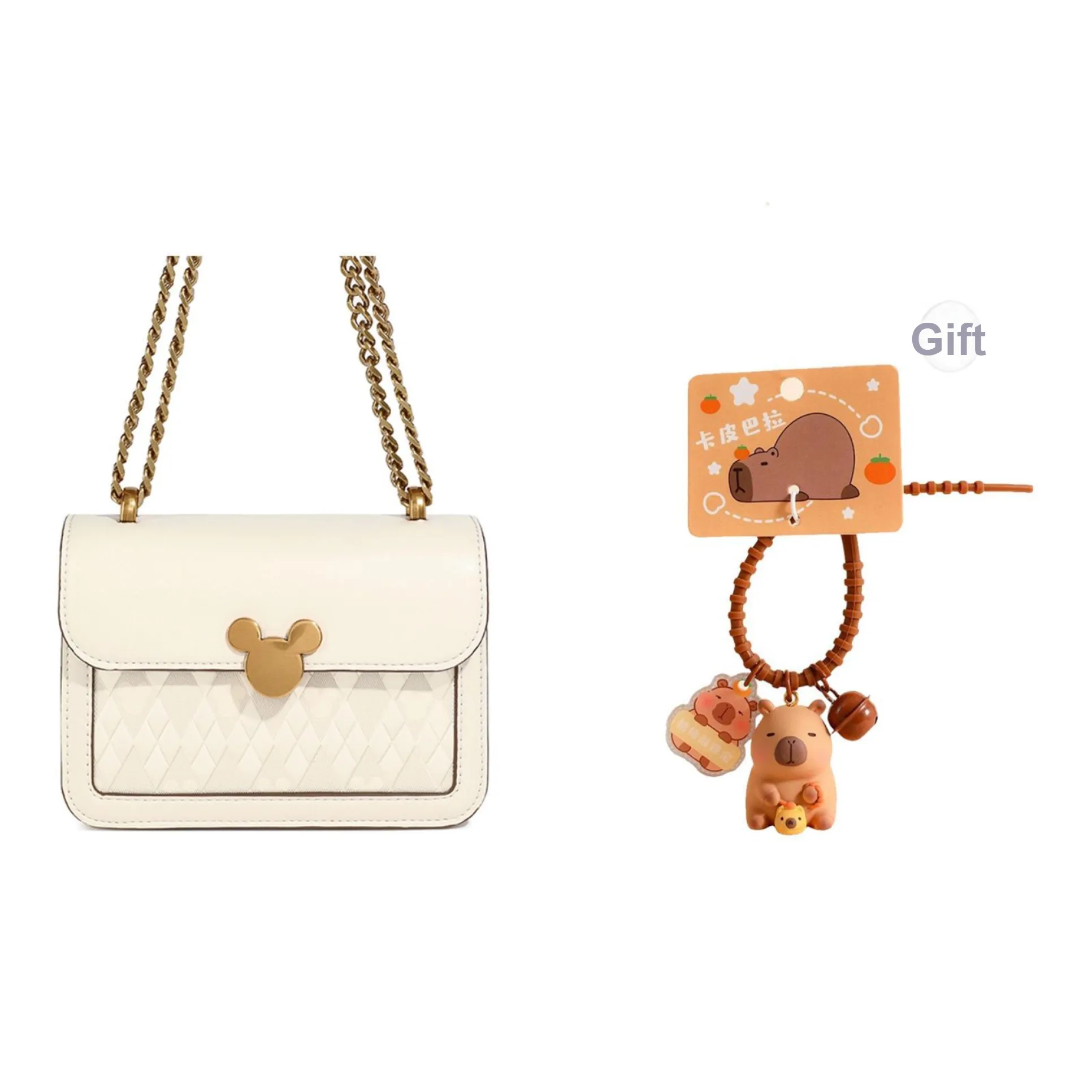 Disney Mickey Series ПУ (полиуретан) Сумка через плечо Стандартная Женская Черный Экрю