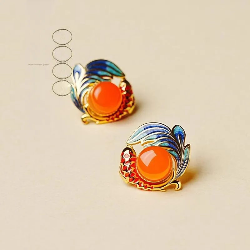 EADDA JEWELRY Natural Agate Stud Earrings Unisex-1