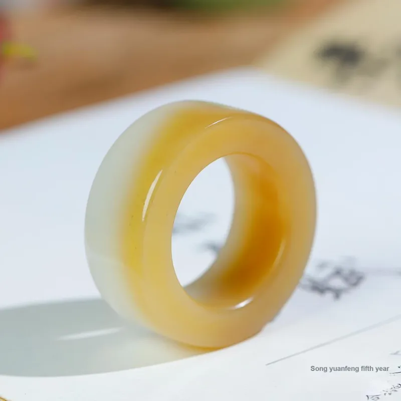 Jade Charm Yao Hetian Jade Rings White Jade/Pale Greenish White Jade Unisex-3