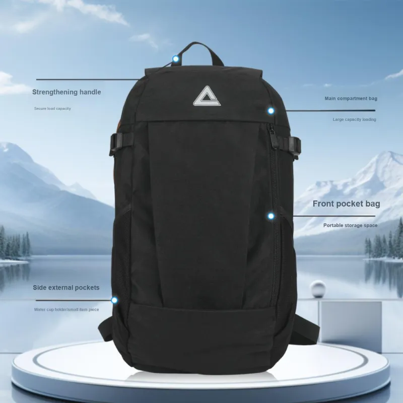 PEAK PU Backpack Medium Size Unisex Black/Blue/Beige-5