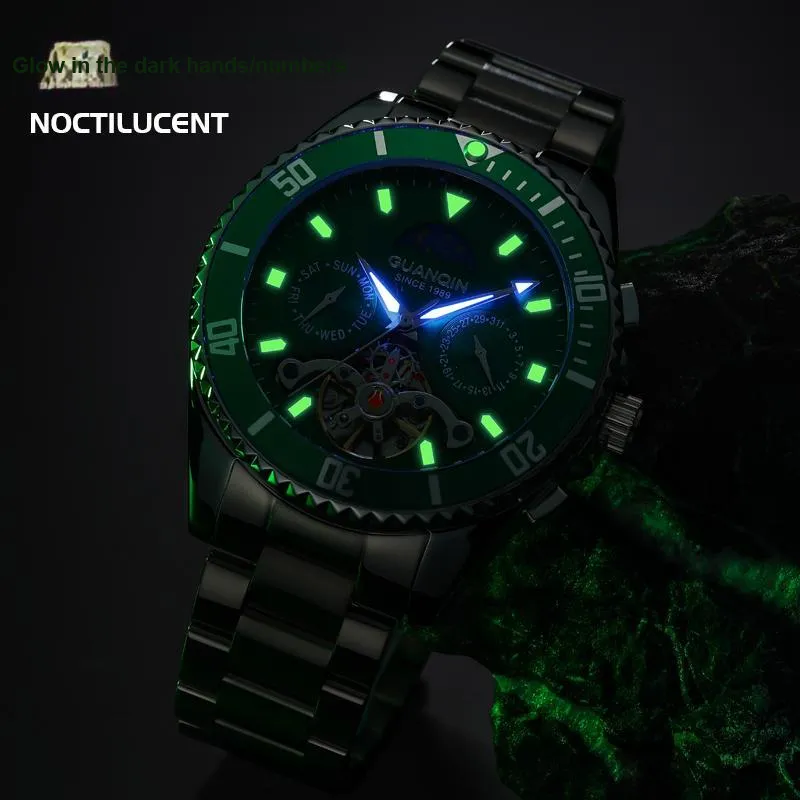 GUANQIN Submariner Collection Automatic Mechanical Movement Stainless Steel Watchband Watch Men's Watches Green Dial-3