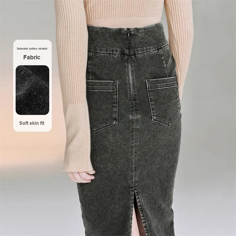 TAMMY TANGS Denim Long Skirt Women's Denim Black-2