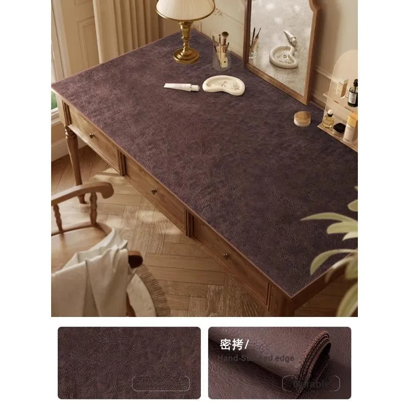 Mulinsen Double Sided Vintage Leather Desk Mat Luxury Premium Leather Office Desk Mat Computer Mat Writing Desk-3