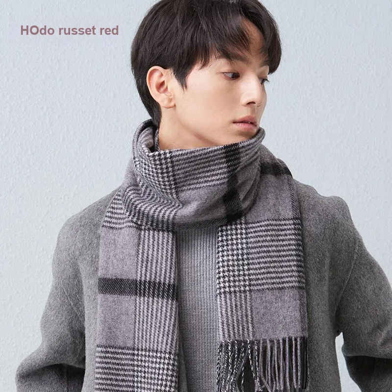 Red Bean Wool Knit Scarves Men's-2