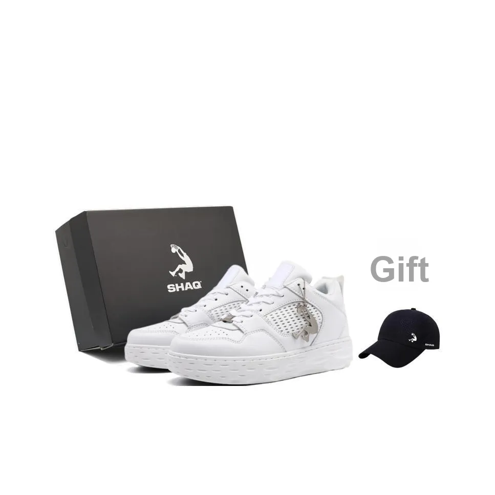 SHAQ Противоскользящие амортизирующие устойчивые к истиранию увеличивающие высоту низкие кроссовки для скейтбординга унисекс белые