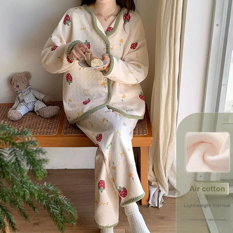 XIAFENYAN Pajama Set Women's Apricot-3