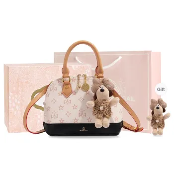 MISS GAIL Synthetic Leather Shoulder Bag, Crossbody Bag, Handbag Regular Women's White/Brown