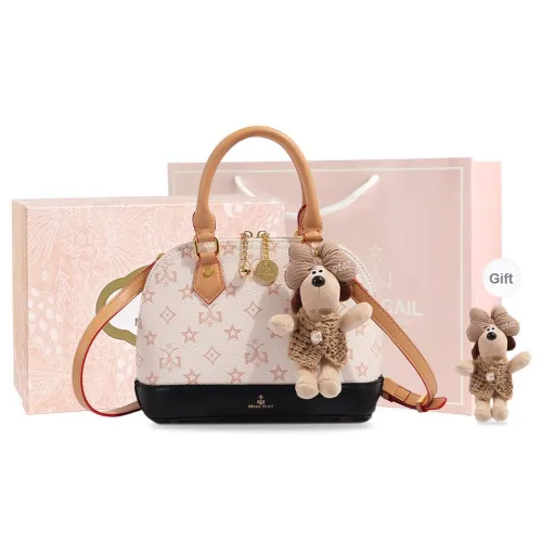 MISS GAIL Synthetic Leather Shoulder Bag, Crossbody Bag, Handbag Regular Women's White/Brown
