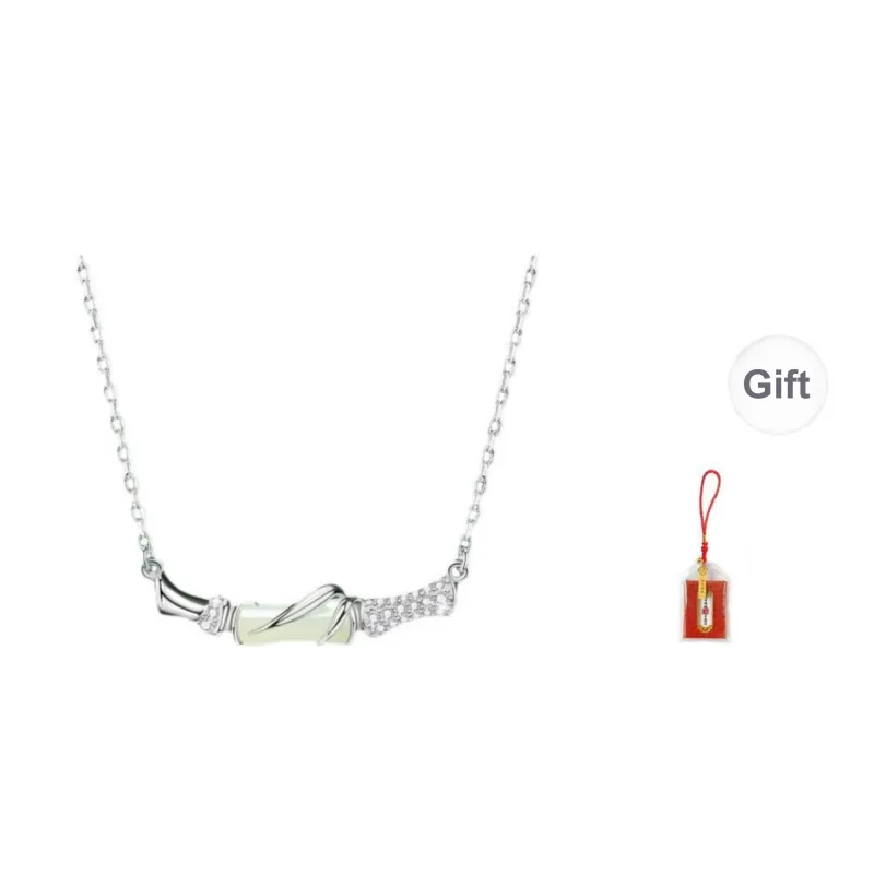 LUXLINE Hetian Jade Necklaces Pale Greenish White Jade Women's-0