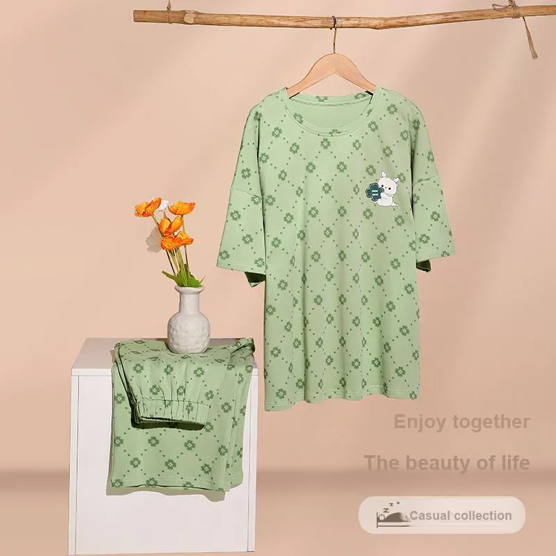 The Story Of The Flower Season Pajama Set Women's Yellow Green-1
