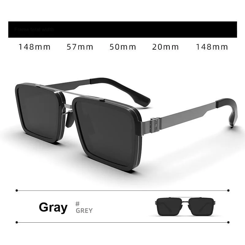 MID Plate Frame Stainless Steel Square Sunglasses Unisex-9