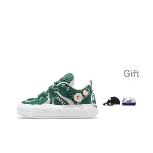 Палладий Устойчивый к истиранию Низкий Топ Скейтборд Кроссовки Унисекс Эдем Зеленый