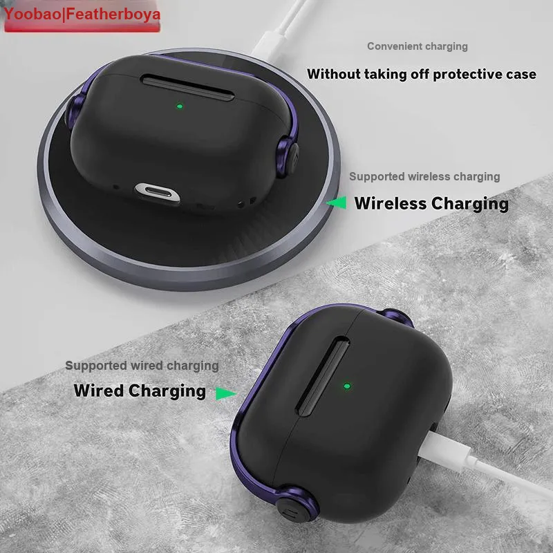Yoobao Compatibility AirPods Full Collection TPU Lock Stand Design Fully Enclosed Impact Resistant Headphone Cases-4