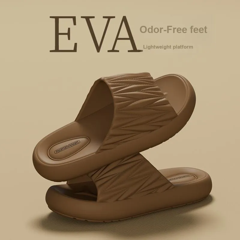 Warm Edge Pleated Slippers Summer Home Indoor Minimalist Style Slip Resistant Couple Bathroom Bathing Home Slippers-2