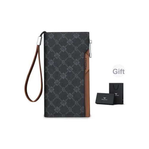 WilliamPOLO Клатч Многофункциональный Anti Skimming Кошелек с Отделением для Мобильного телефона Материал PVC Мужской Черный