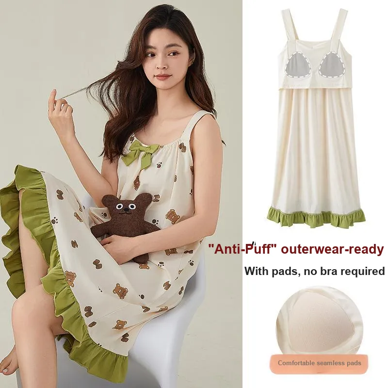 FENTENGCARE Nightgown Women's White-1