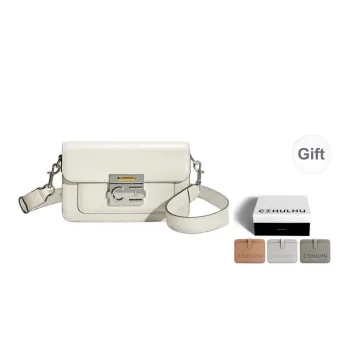 Cthulhu Cow Split Leather Korean Niche Brand Color-Block Square Candy Bag Medium Size Women's Brown/Ecru