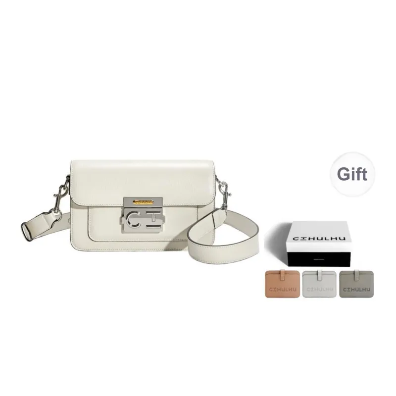 Cthulhu Cow Split Leather Korean Niche Brand Color-Block Square Candy Bag Medium Size Women's Brown/Ecru-5