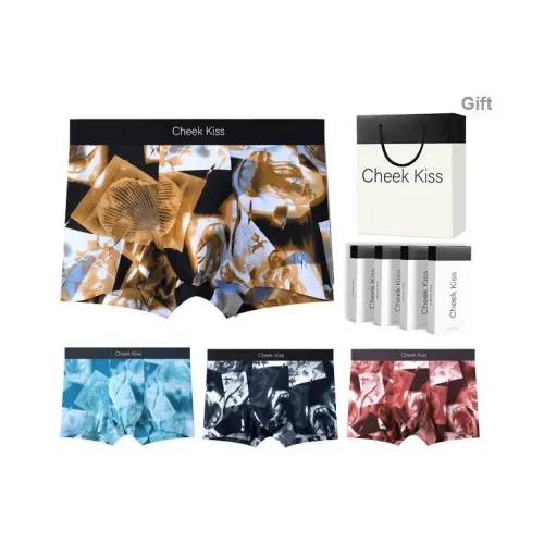 Cheekkiss Нижнее белье Подарочная коробка Мужской Бесшовный С принтом Дышащие Боксеры 4 упаковки