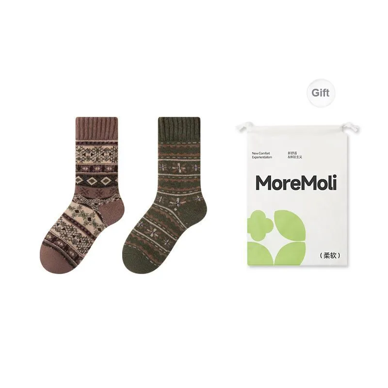Moremoli Mid Calf Socks Women's Gift Box 2 Doubles-3