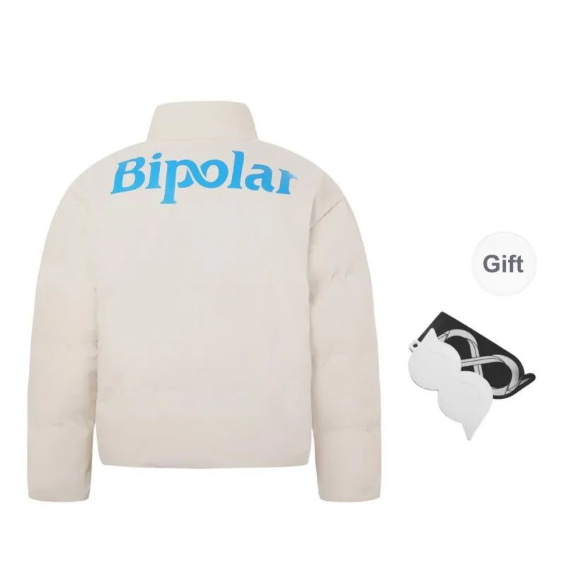 BIPOLAR Winter Puffer Jacket Unisex Light Gray Black Jasper Light Blue White-6