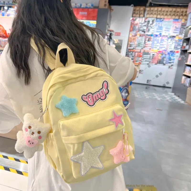 Yalu Nylon Backpack Regular Unisex Yellow/Green/Pink-1