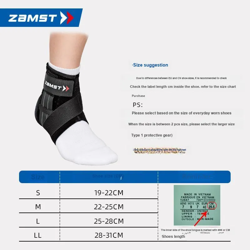ZAMST Ankle Brace A1 S Soccer, Basketball, Running, Cycling, Skiing Unisex Nylon, Polyester, Elastane-4