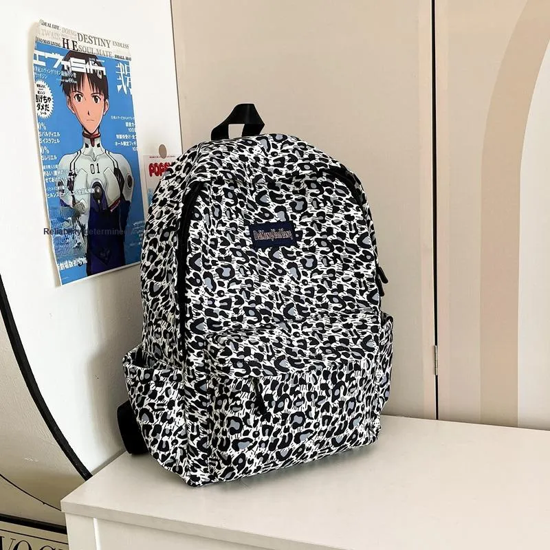 KAMLUI Canvas Bag Backpack Regular Unisex Pink Leopard Print/White Leopard Print/Brown Leopard Print/Blue Leopard Print-11
