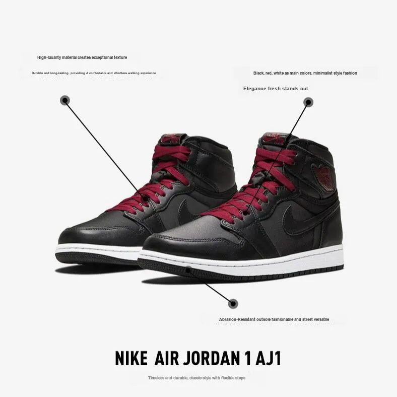 Jordan 1 Retro High Black Satin Gym Red Black GS-1