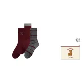 Burgundy Bowknot+Burgundy Cuffed+Horizontal Stripes