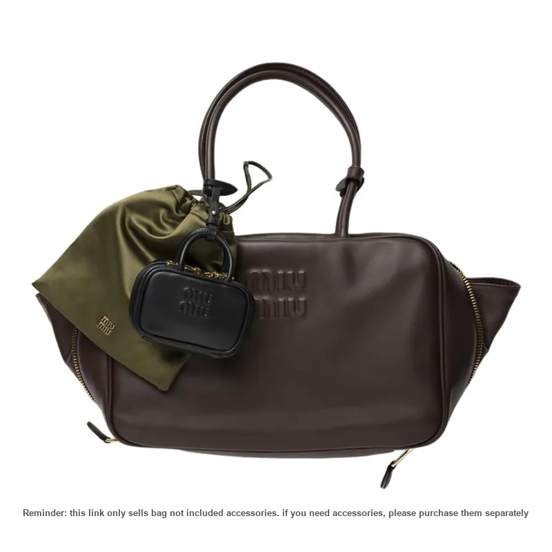 MIU MIU Beau Calfskin Handbag Medium Size Women's Heather Wood Color-5
