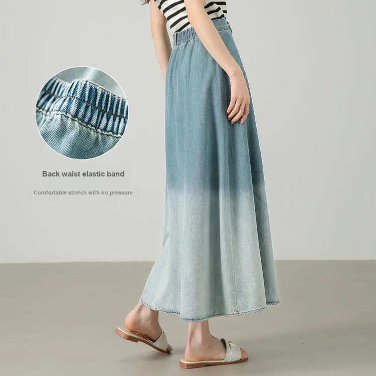 SENTUBILA Casual Long Skirts Women's Mountain Tai Blue-6