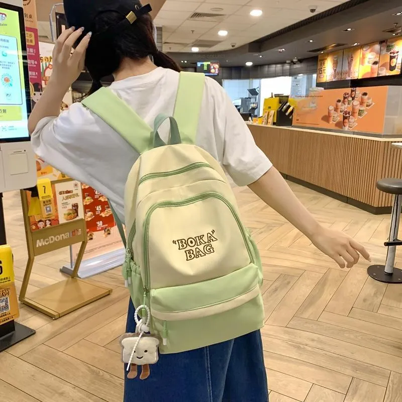 Alcohol Dragon Nylon Backpack Regular Unisex Black/Yellow Green/Blue Pink/Coffee/Red-3