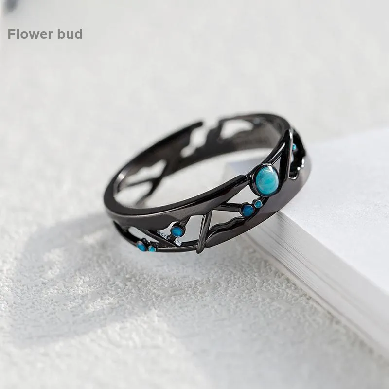 HUAYA 925 Sterling Silver Rings Unisex Black-1