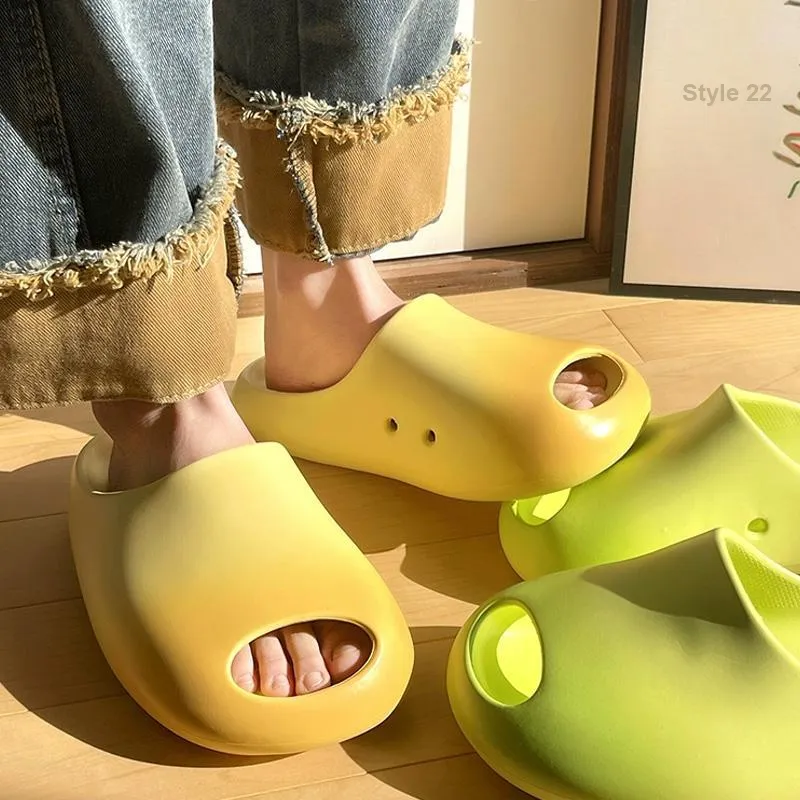 Xiang Ning Pai Trendy Mango Gradient Design Couple Slippers With Soft And Bouncy Feeling, Minimalist Home Style-3