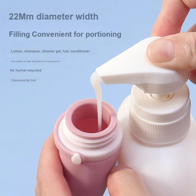 JINGLINGLONG Plane Silicone Lace Up Travel Bag Set For Cosmetics Shampoo Shower Gel And Lotion With Small Empty Bottles-5