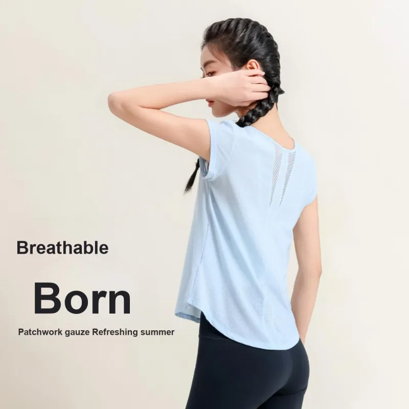 Barbie Yoga T Shirts Women's Blue-1