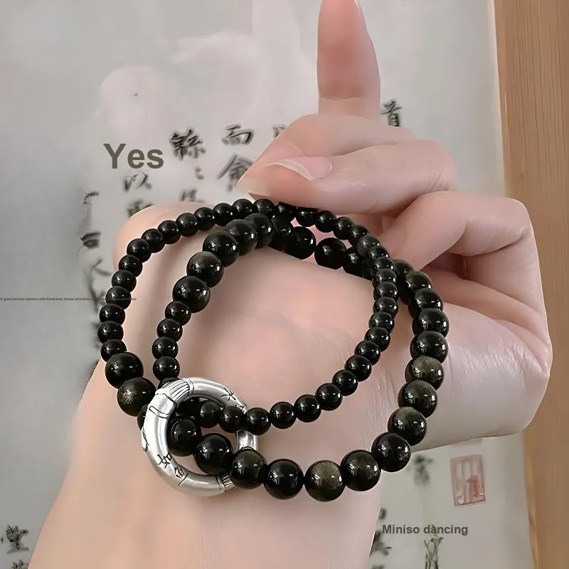 Strange Snow Natural Obsidian Bracelets Women's-1