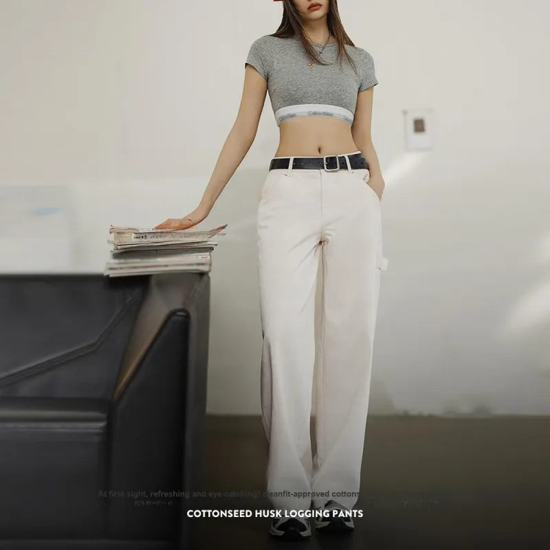 MADEN Casual Pants Women's White Base Color-4