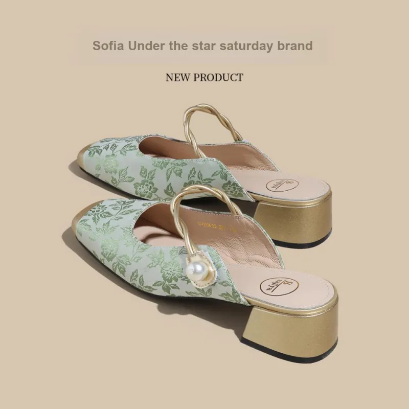 Safiya Closed Toe Slippers 4.8cm Women's Green-1