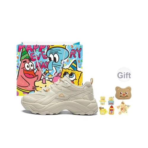 KAPPA Противоскользящий Устойчивый к истиранию Дышащий Увеличивающий высоту Низкий Топ Кроссовки с подошвой Женские Бежево-желтые