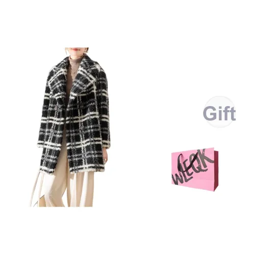 CTRTRC Черный Белый Клетка Женский Мех