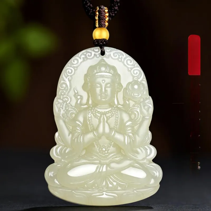 Phoenisess Hetian Jade Pale Greenish White Jade Men's-1