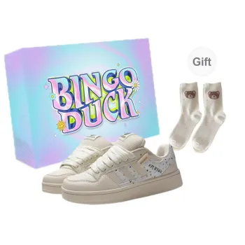 BINGO DUCK Slip Resistant Low Top Skateboard Shoes Women's Ecru