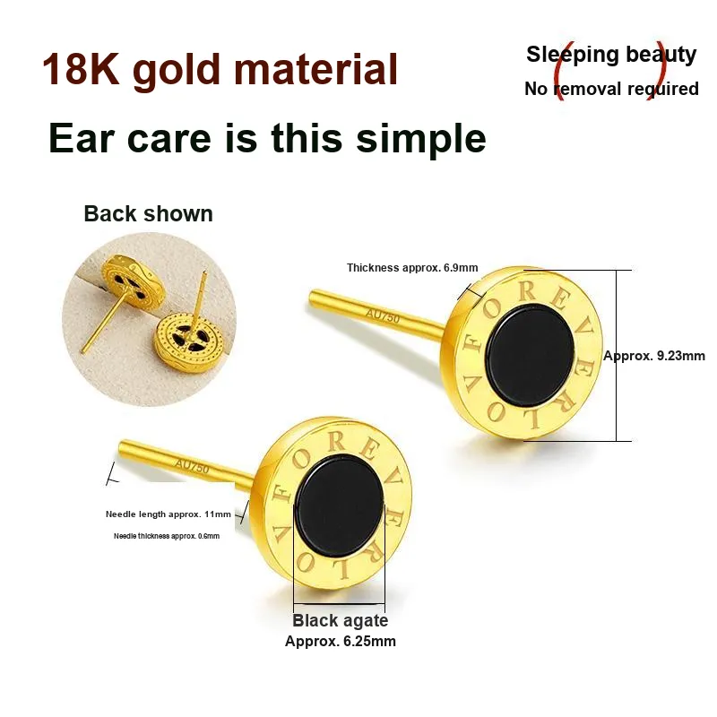 DAIRUO 18K Gold Colored Gold Stud Earrings Unisex-1
