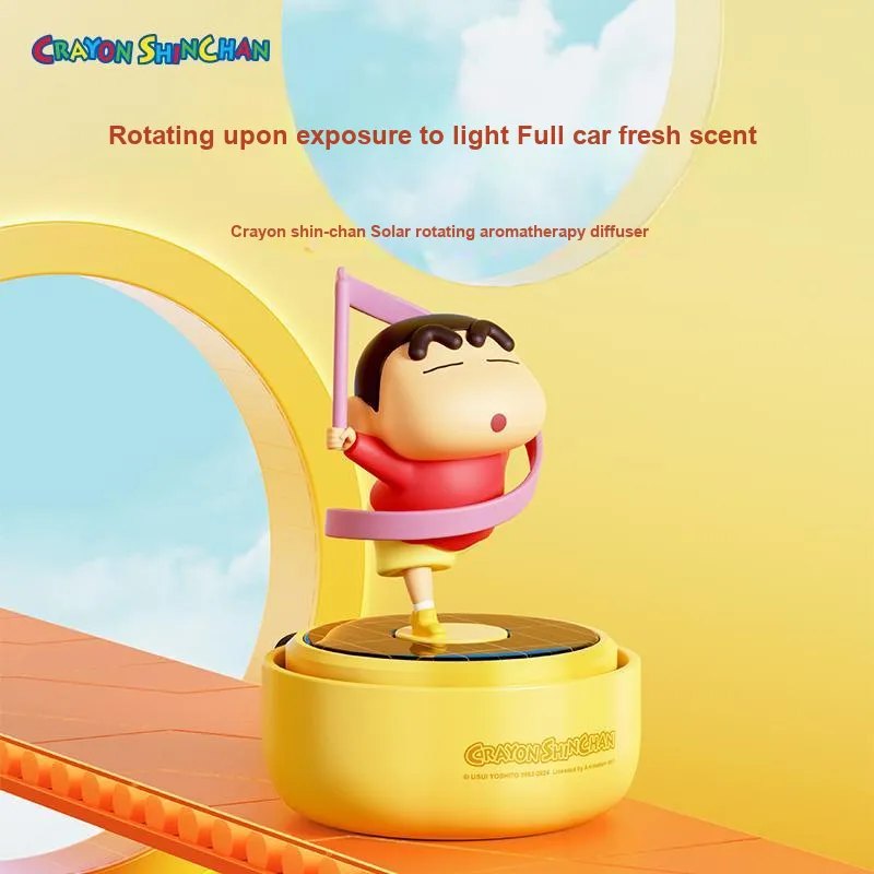 ROCK Crayon Shin Chan Solar Self Rotating Cute Plush Self Rotating Bedroom Desktop Chibi Figures-29